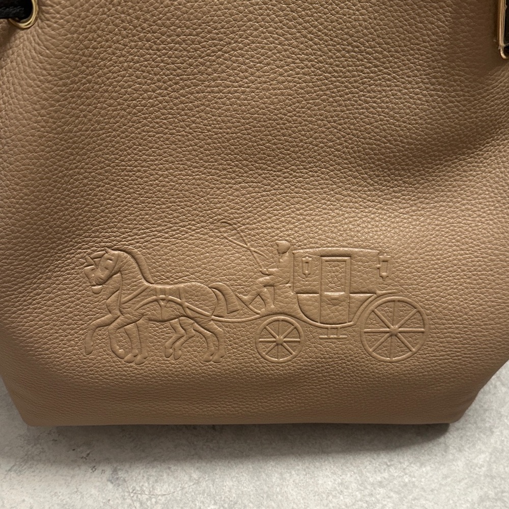 Coach Taupe Leather Purse with Black Accents - Picture 2 of 15